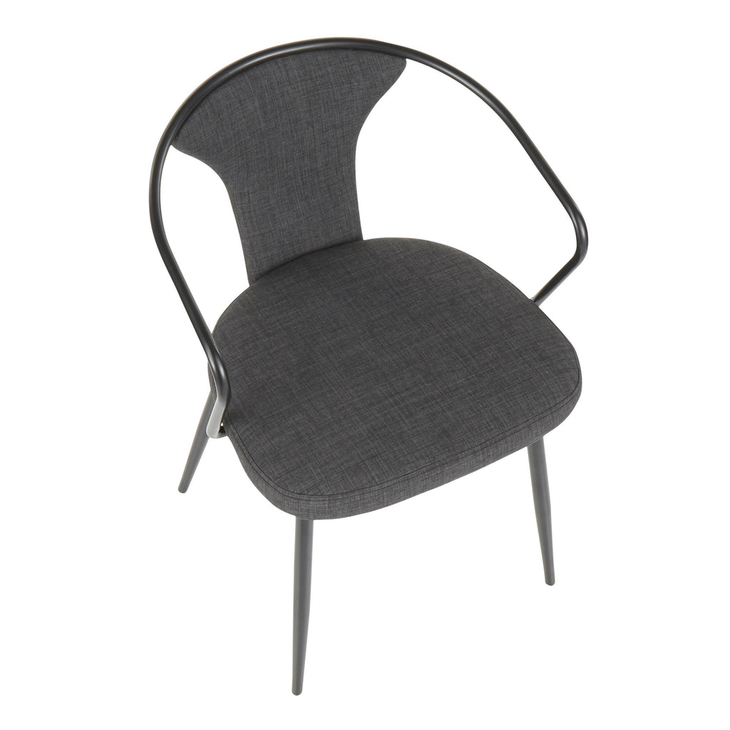 Waco Upholstered Chair - Black Metal, Grey Fabric