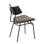 Walker Chair - Set of 2 - Black Metal, Dark Grey PU, Black Wood