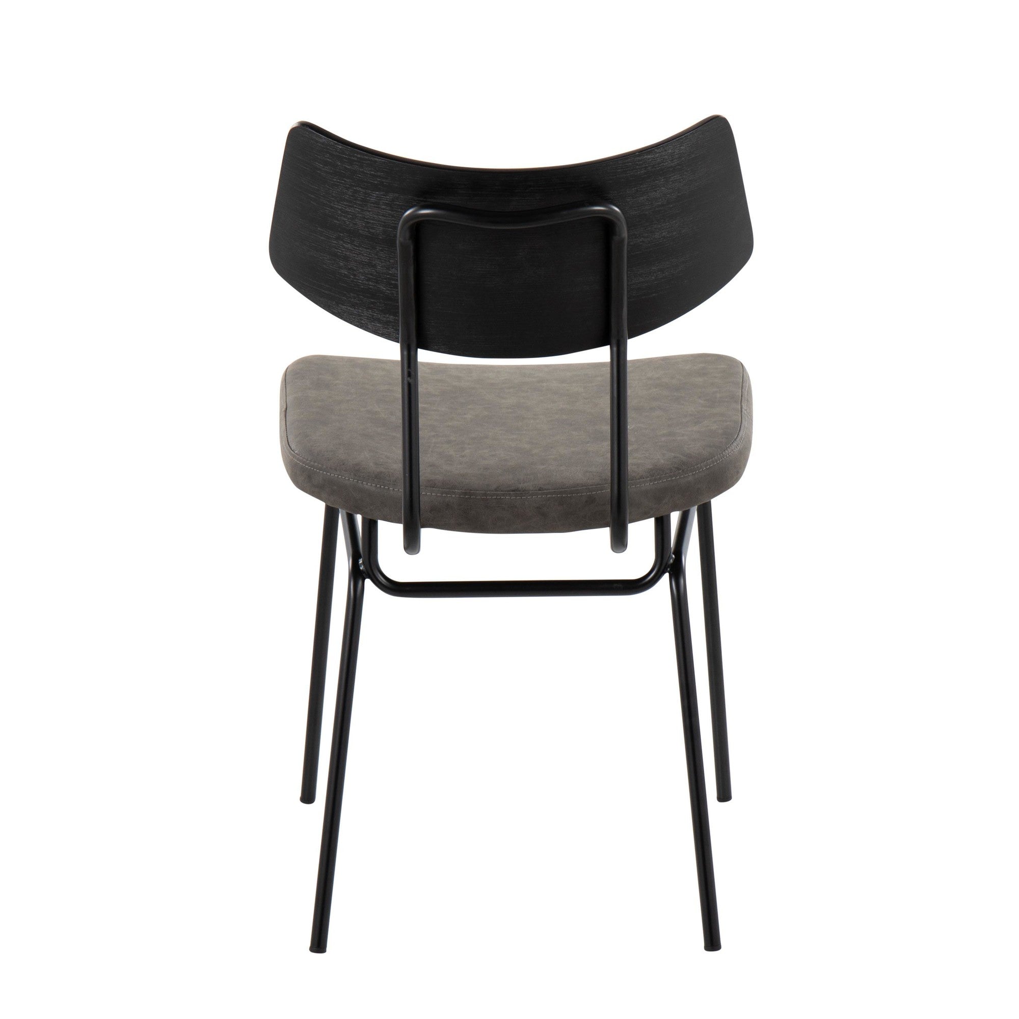 Walker Chair - Set of 2 - Black Metal, Dark Grey PU, Black Wood