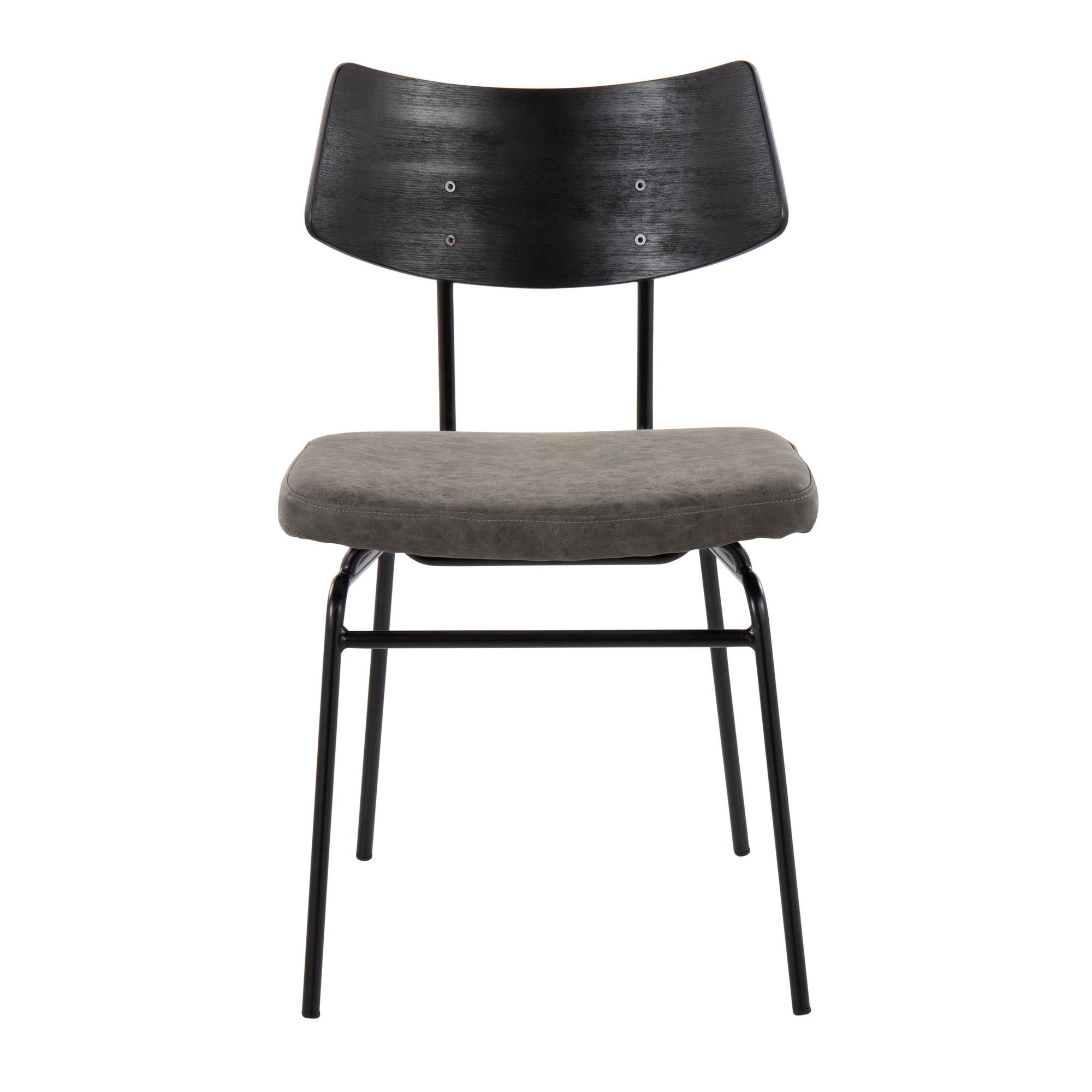 Walker Chair - Set of 2 - Black Metal, Dark Grey PU, Black Wood