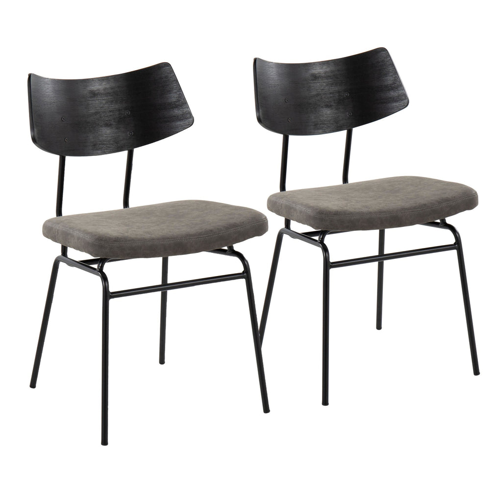 Walker Chair - Set of 2 - Black Metal, Dark Grey PU, Black Wood