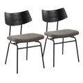 Walker Chair - Set of 2 - Black Metal, Dark Grey PU, Black Wood