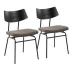 Walker Chair - Set of 2 - Black Metal, Dark Grey PU, Black Wood