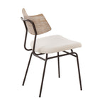 Walker Chair - Set of 2 - Brown Metal, Cream Noise Fabric, Whitewashed Wood