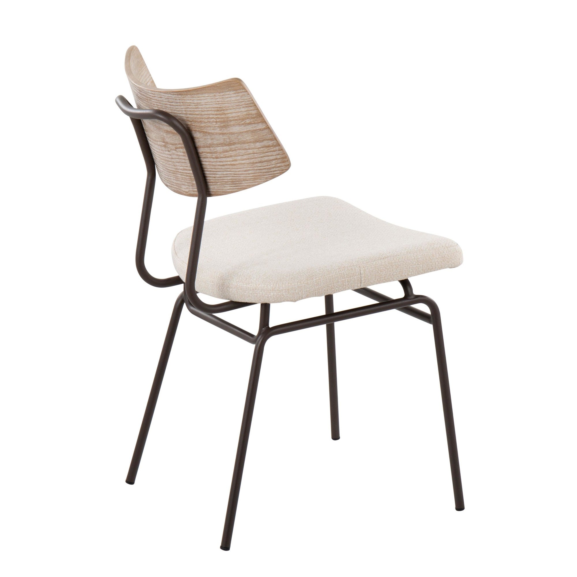 Walker Chair - Set of 2 - Brown Metal, Cream Noise Fabric, Whitewashed Wood