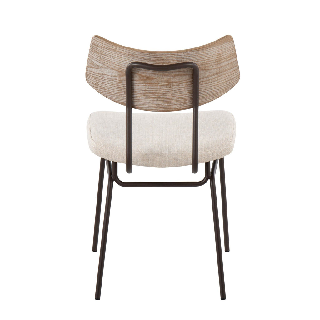 Walker Chair - Set of 2 - Brown Metal, Cream Noise Fabric, Whitewashed Wood