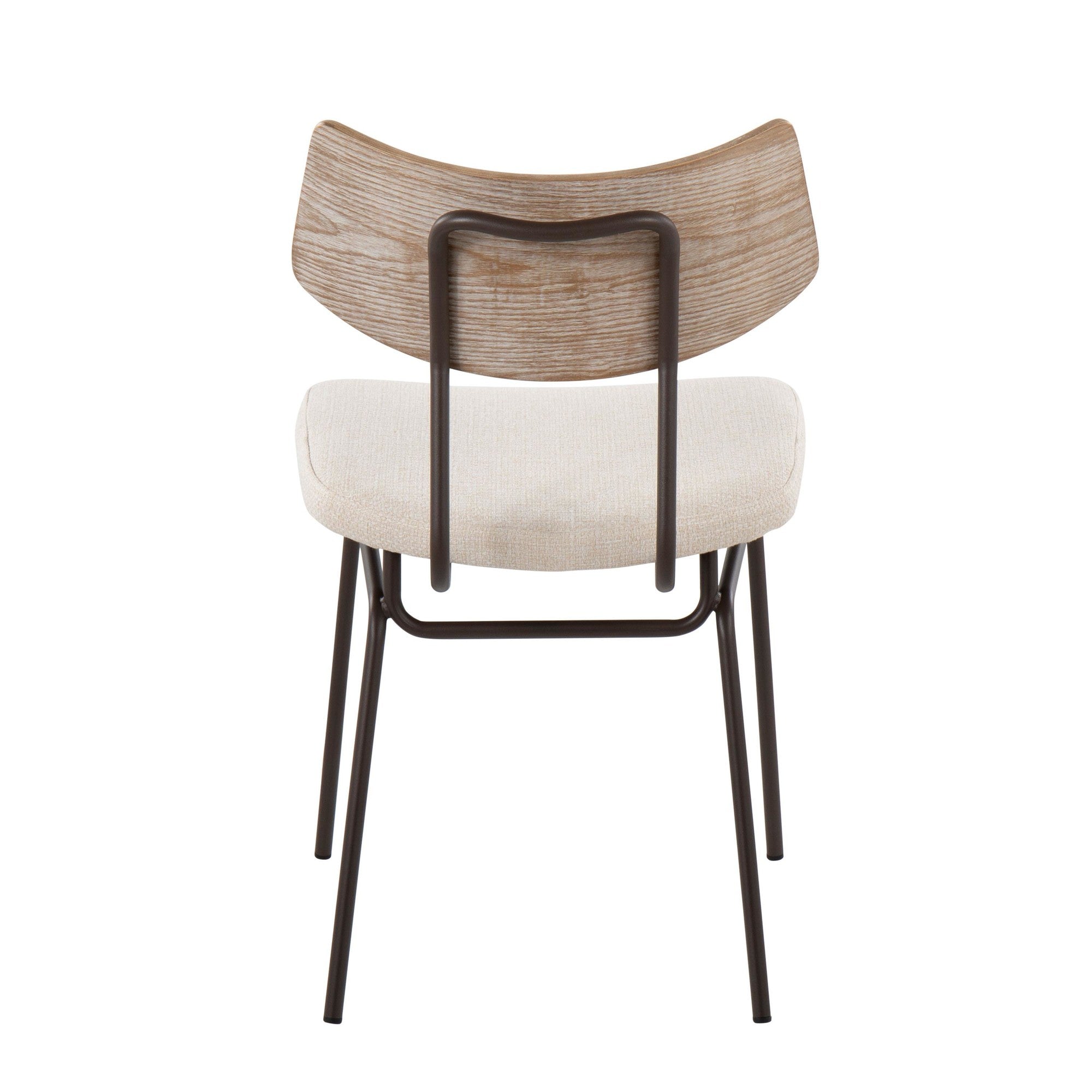 Walker Chair - Set of 2 - Brown Metal, Cream Noise Fabric, Whitewashed Wood