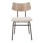 Walker Chair - Set of 2 - Brown Metal, Cream Noise Fabric, Whitewashed Wood