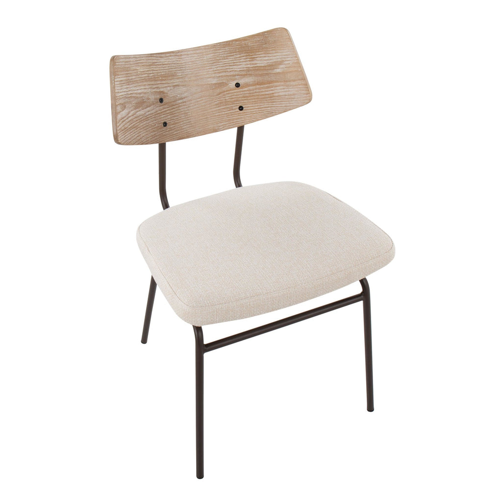 Walker Chair - Set of 2 - Brown Metal, Cream Noise Fabric, Whitewashed Wood