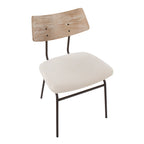 Walker Chair - Set of 2 - Brown Metal, Cream Noise Fabric, Whitewashed Wood