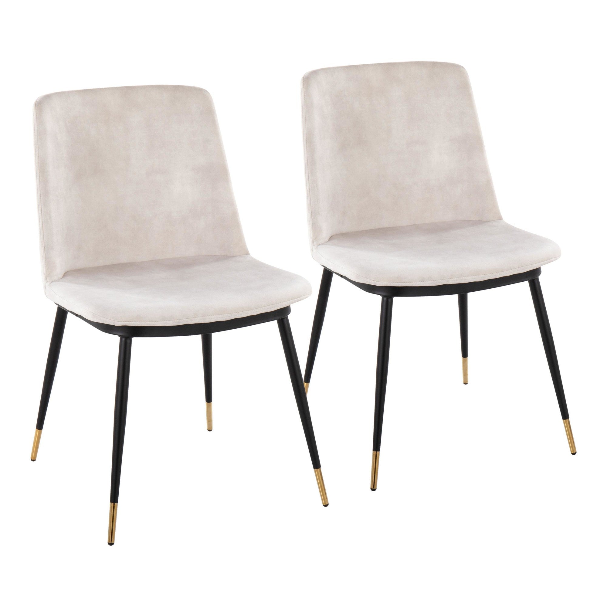 Wanda Chair - Set of 2 - Black Metal, Gold Metal, Beige Velvet