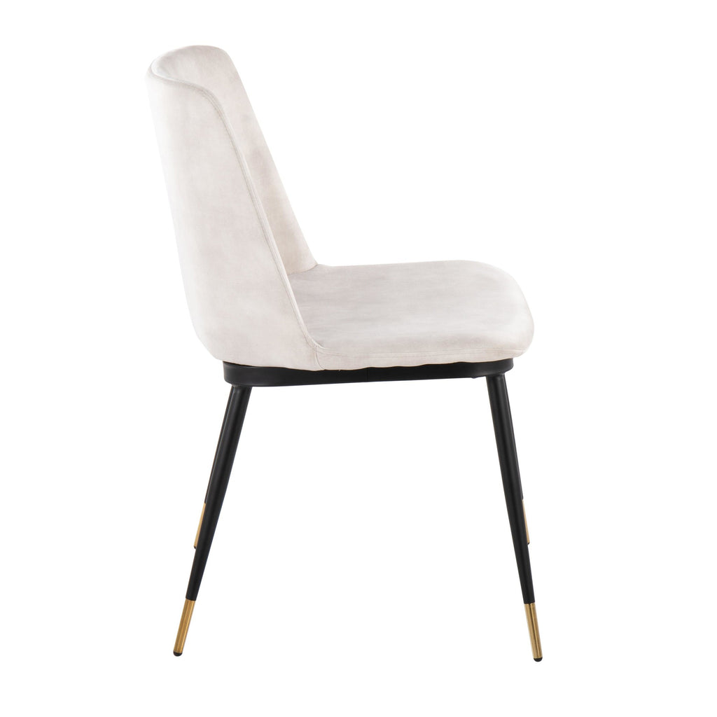 Wanda Chair - Set of 2 - Black Metal, Gold Metal, Beige Velvet