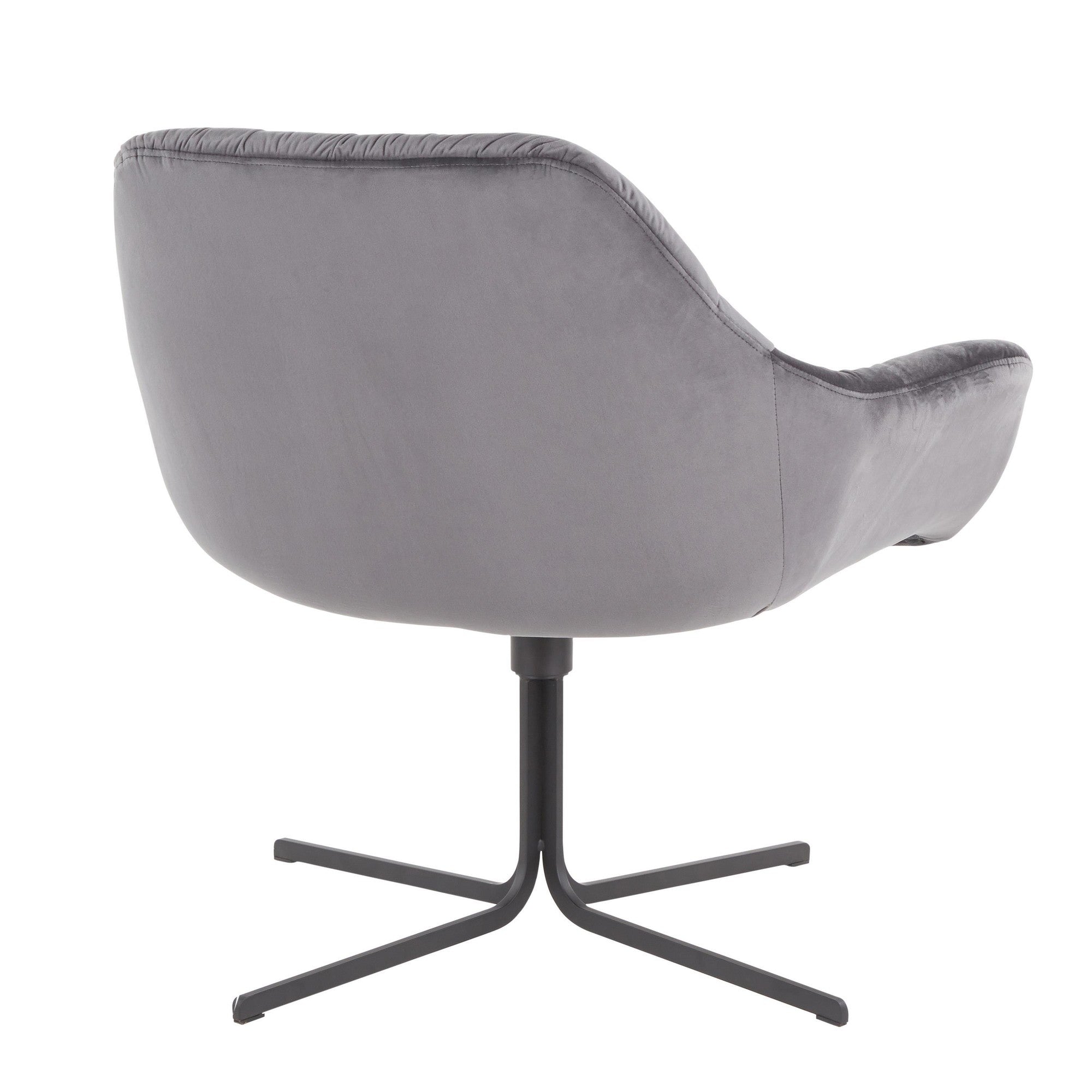 Wayne Swivel Lounge Chair - Black Metal, Grey Velvet