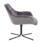 Wayne Swivel Lounge Chair - Black Metal, Grey Velvet