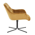 Wayne Swivel Lounge Chair - Black Metal, Chartreuse Velvet