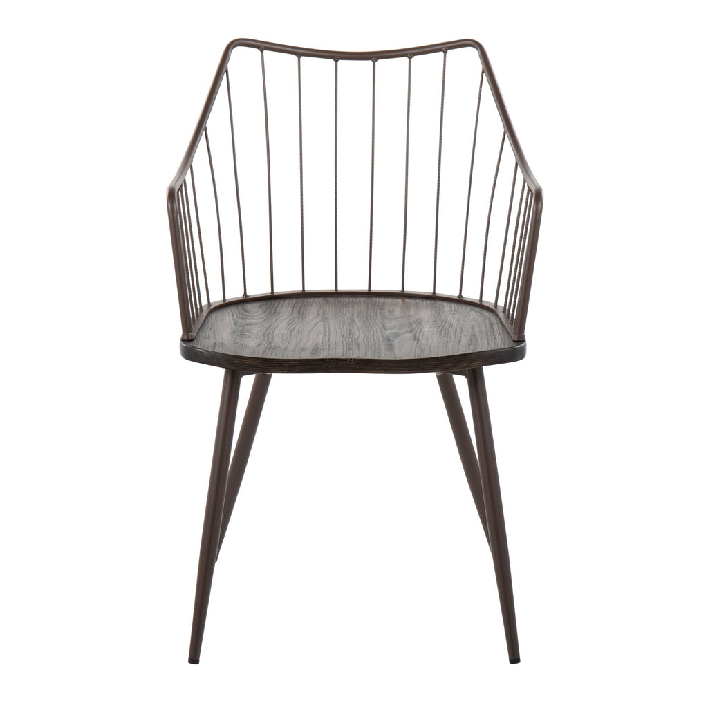 Winston Chair - Brown Metal, Dark Walnut Wood