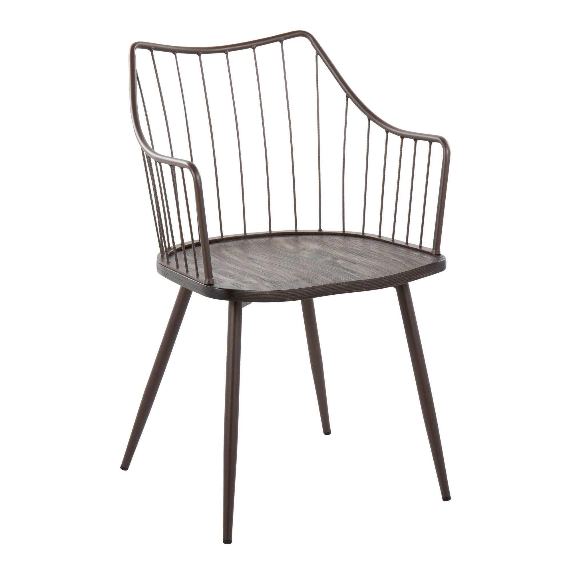 Winston Chair - Brown Metal, Dark Walnut Wood