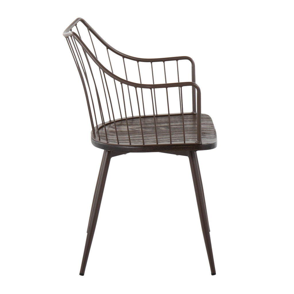 Winston Chair - Brown Metal, Dark Walnut Wood