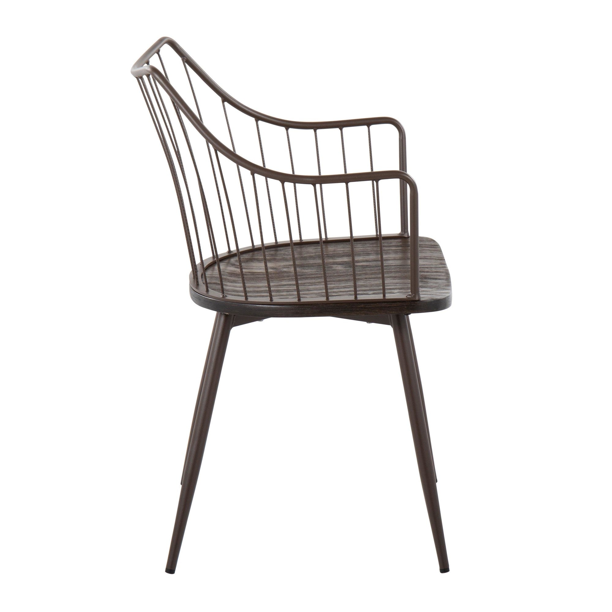 Winston Chair - Brown Metal, Dark Walnut Wood