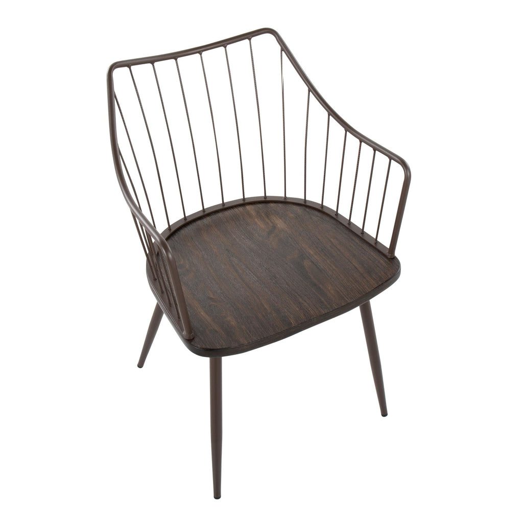Winston Chair - Brown Metal, Dark Walnut Wood