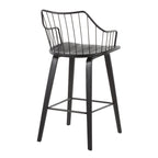 Winston 26" Fixed-Height Counter Stool - Black Wood, Black Metal