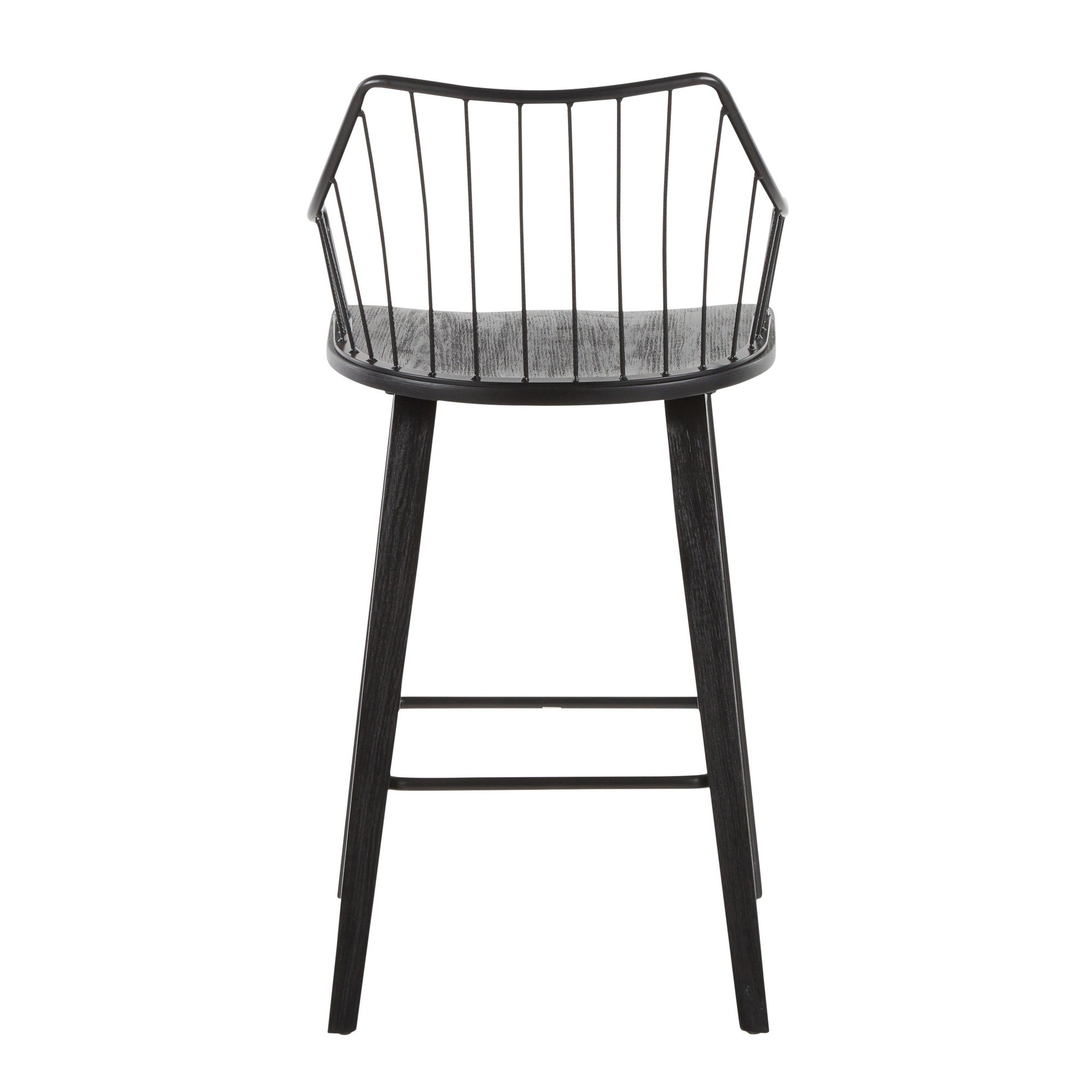 Winston 26" Fixed-Height Counter Stool - Black Wood, Black Metal
