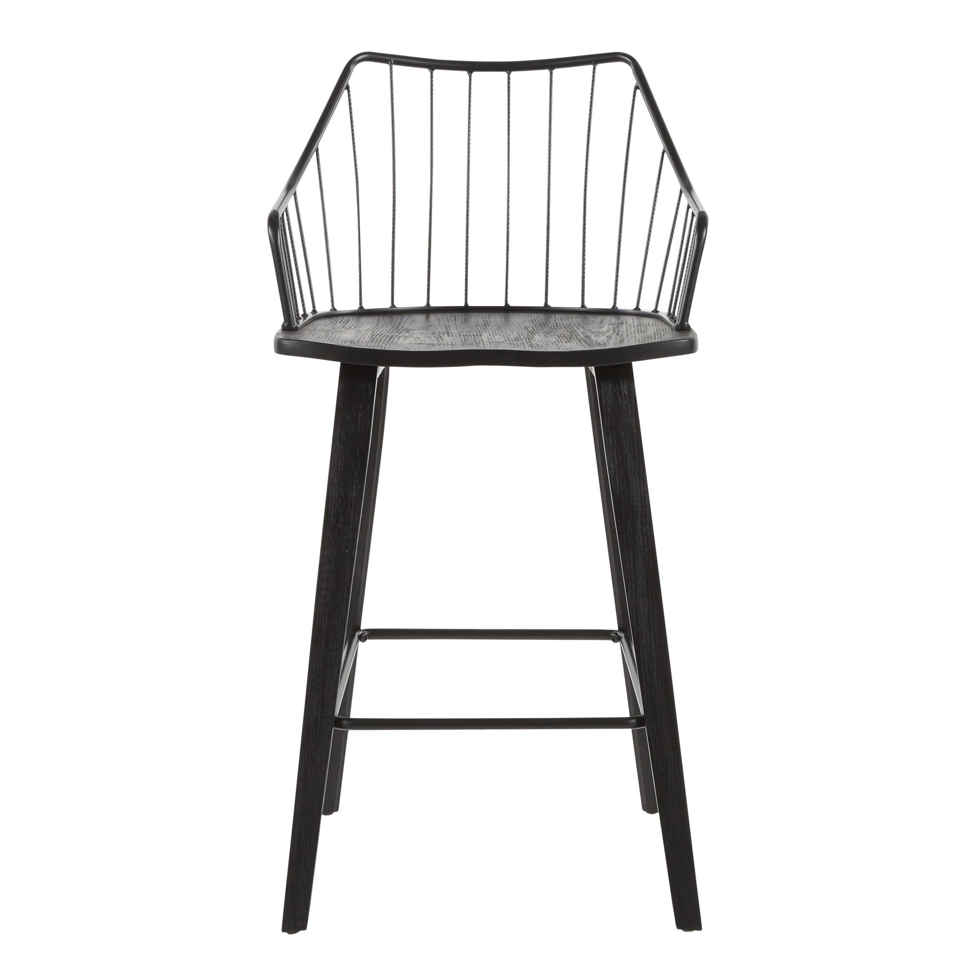 Winston 26" Fixed-Height Counter Stool - Black Wood, Black Metal