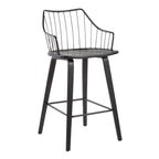 Winston 26" Fixed-Height Counter Stool - Black Wood, Black Metal