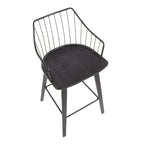 Winston 26" Fixed-Height Counter Stool - Black Wood, Black Metal