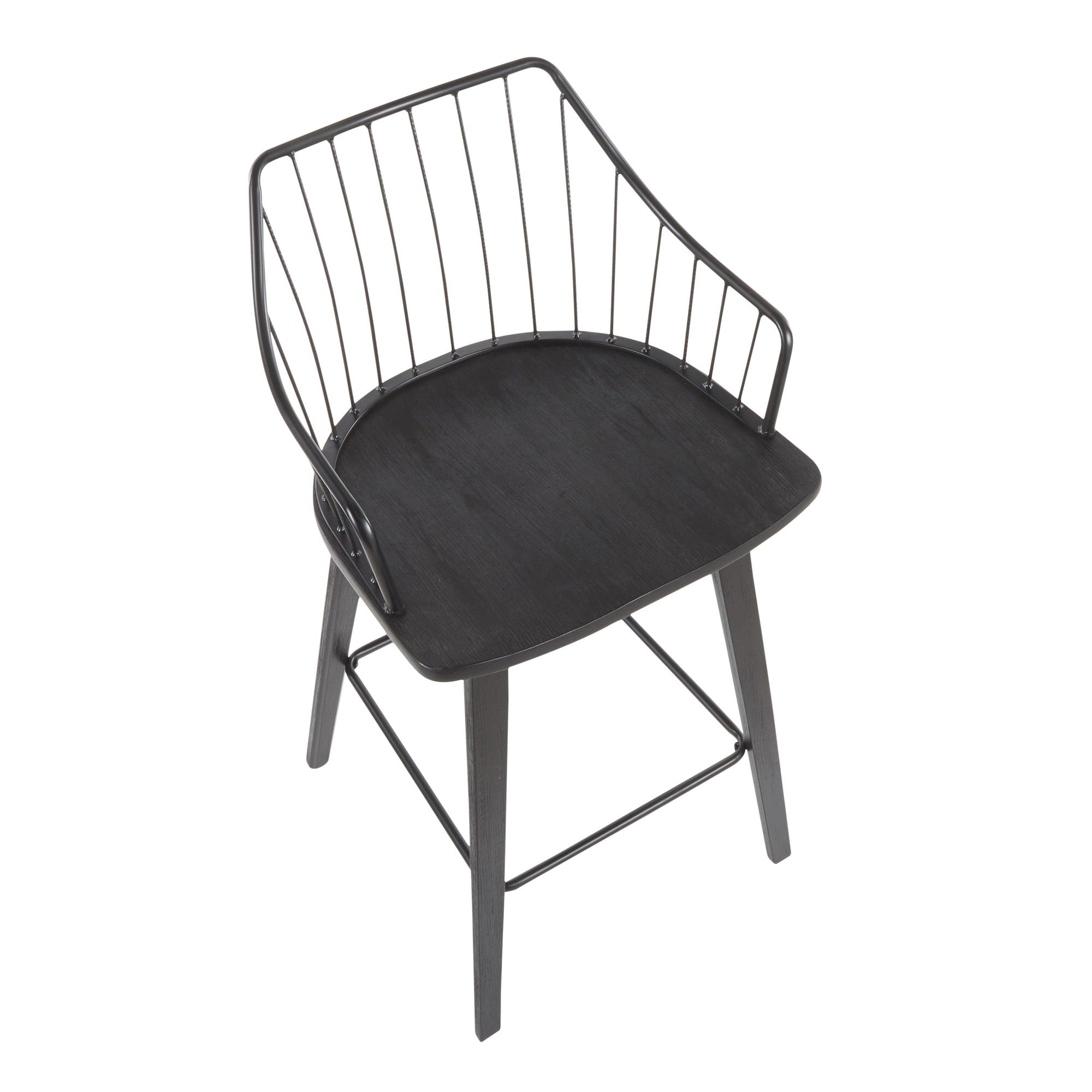 Winston 26" Fixed-Height Counter Stool - Black Wood, Black Metal