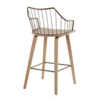 Winston 26" Fixed-Height Counter Stool - Whitewashed Wood, Antique Copper Metal