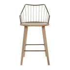 Winston 26" Fixed-Height Counter Stool - Whitewashed Wood, Antique Copper Metal