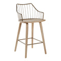 Winston 26" Fixed-Height Counter Stool - Whitewashed Wood, Antique Copper Metal