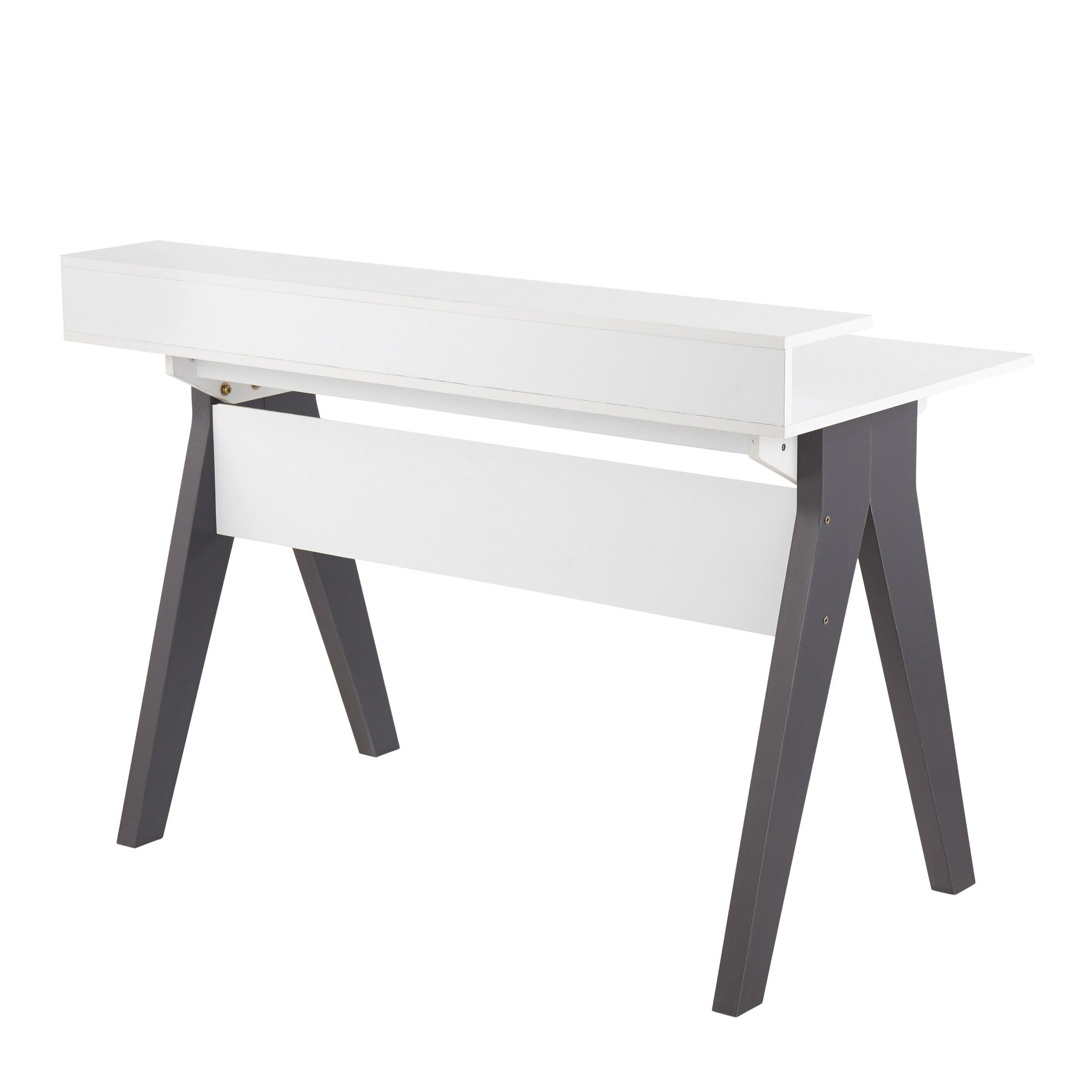 Wishbone Desk - Grey Wood, White Wood