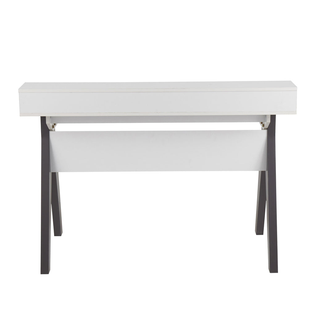 Wishbone Desk - Grey Wood, White Wood