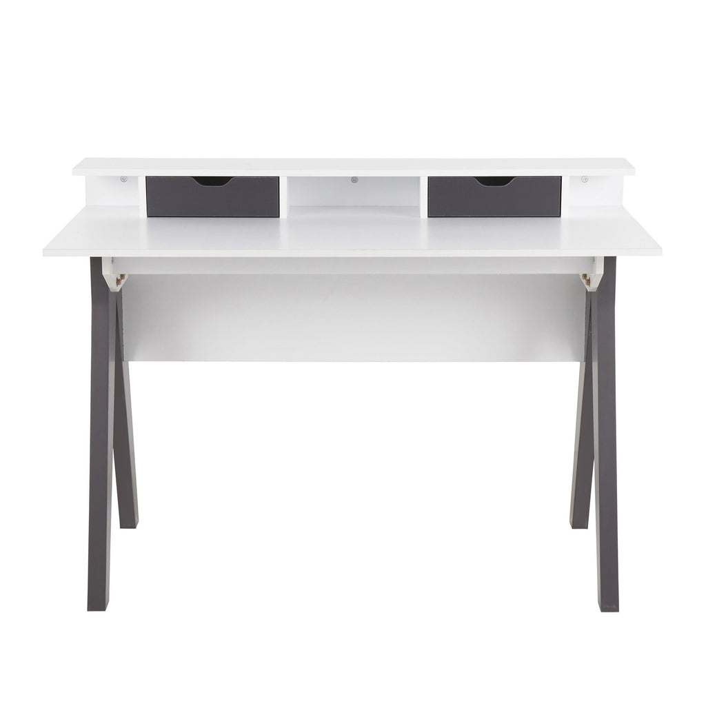 Wishbone Desk - Grey Wood, White Wood