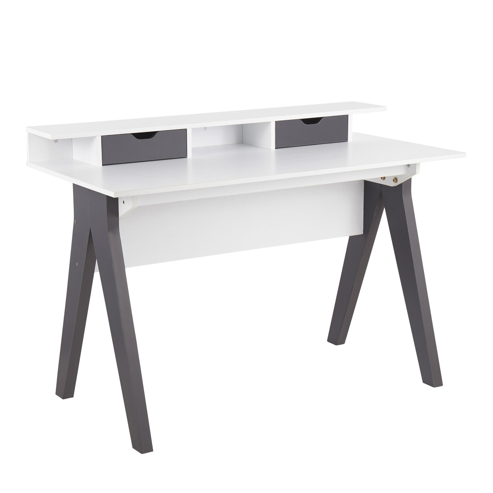 Wishbone Desk - Grey Wood, White Wood