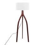 Wishbone Floor Lamp - Walnut Wood, White Fabric Shade