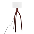 Wishbone Floor Lamp - Walnut Wood, White Fabric Shade