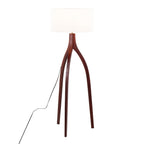 Wishbone Floor Lamp - Walnut Wood, White Fabric Shade