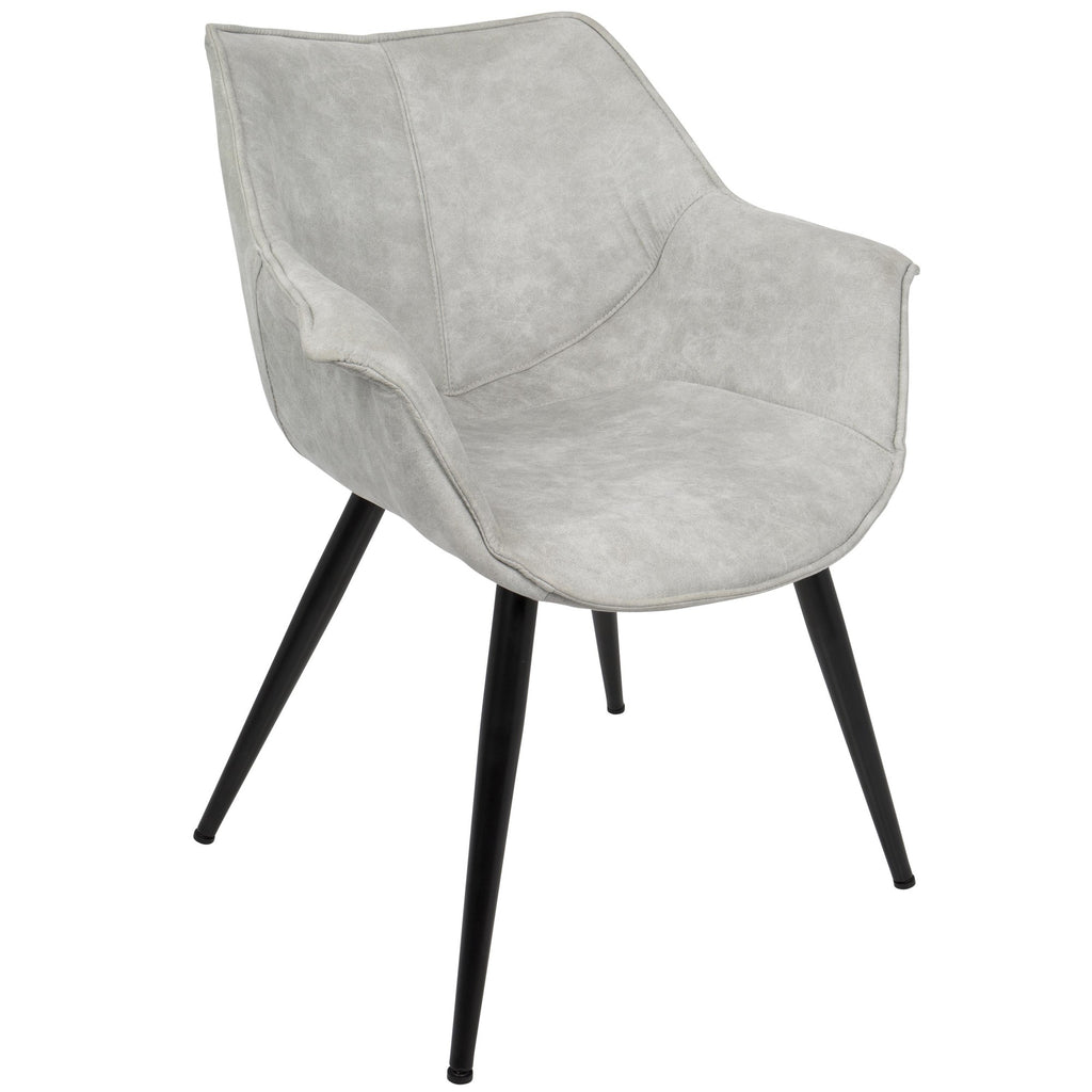 Wrangler Chair - Set of 2 - Black Metal, Light Grey Cowboy Fabric