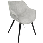 Wrangler Chair - Set of 2 - Black Metal, Light Grey Cowboy Fabric