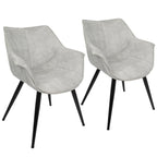 Wrangler Chair - Set of 2 - Black Metal, Light Grey Cowboy Fabric