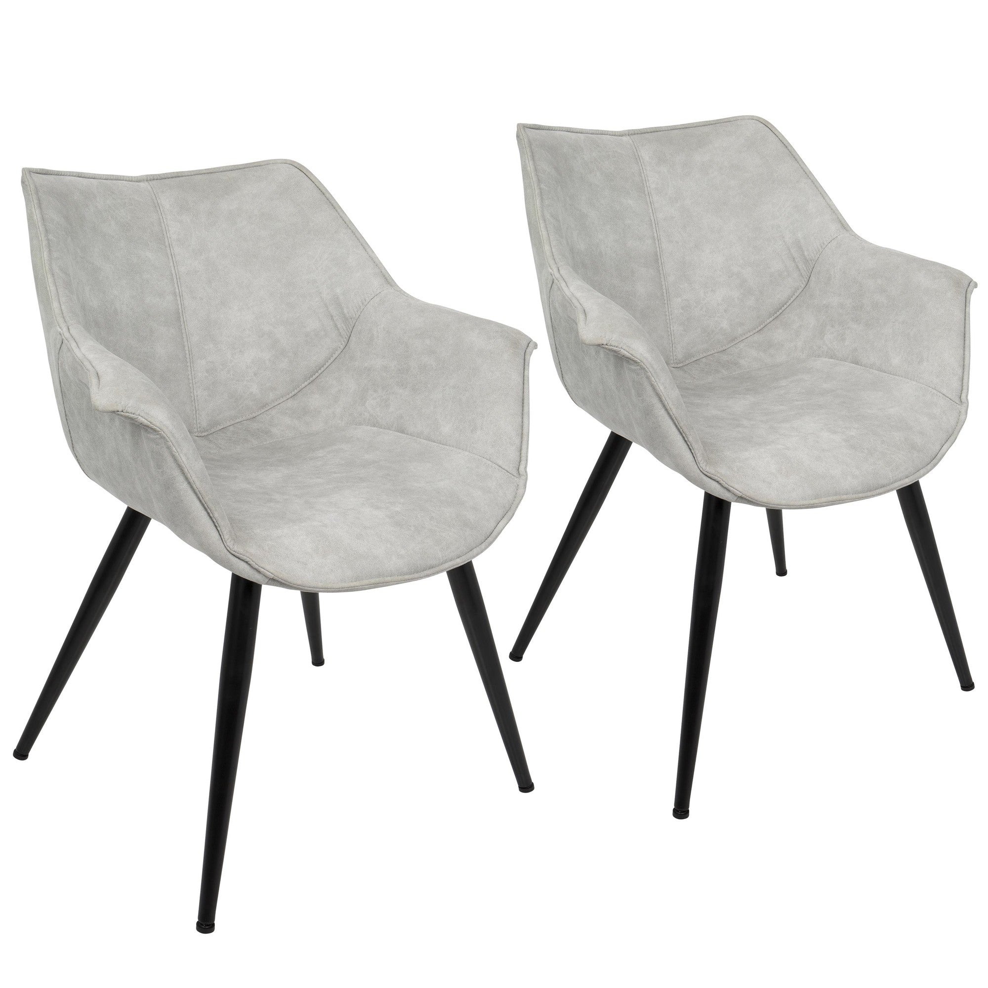 Wrangler Chair - Set of 2 - Black Metal, Light Grey Cowboy Fabric