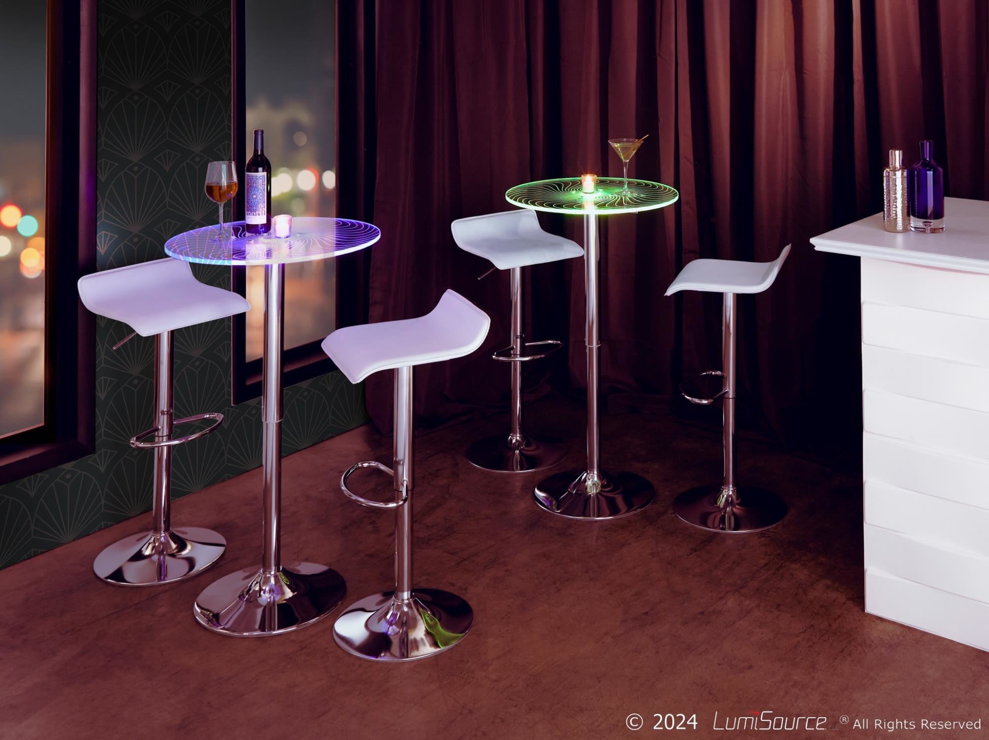 Spyra-ale Bar Set - 3 Piece - Chrome Metal, Clear Acrylic, White Pvc